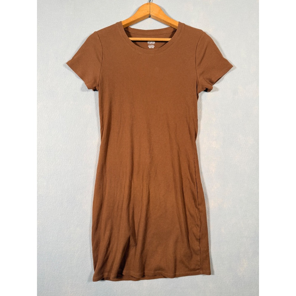 PINK Victoria's Secret Brown Ribbed Short Sleeve Mini Dress Womens‎ Large L